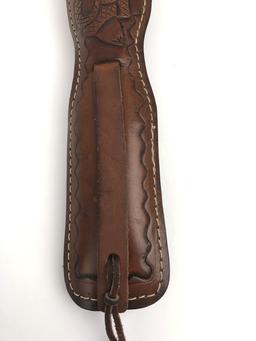 HUNTER TOOLED LEATHER GUN SLING w/DEER SCENE