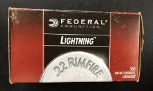 500 RD FEDERAL LIGHTNING .22LR RIMFIRE 40 GR SOLID