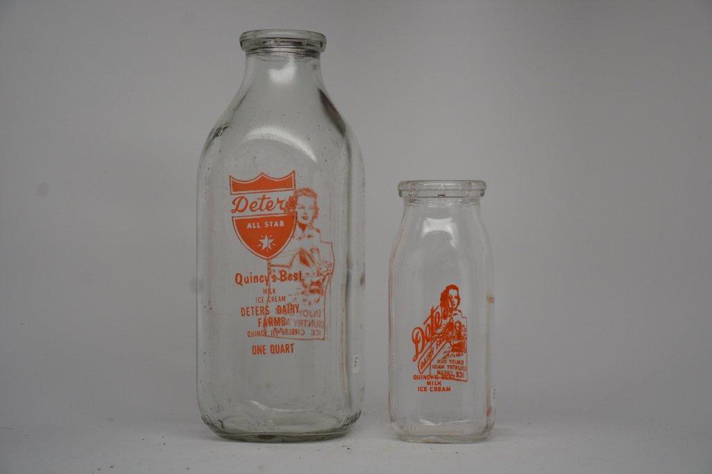 (2) Deters, Quincy , Illinois Milk Bottles