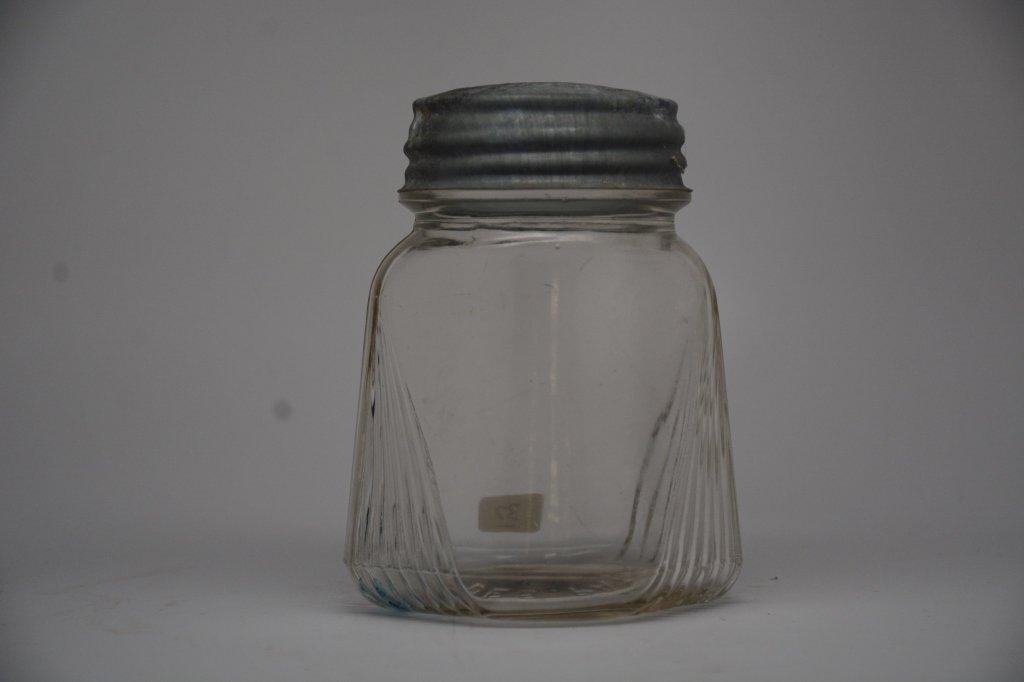 (3) Clear Art Deco Design Jars w/ Zinc Lids