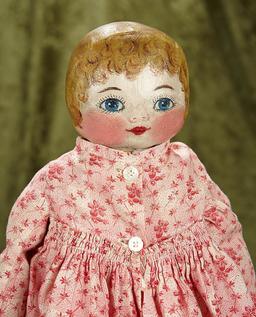 17" American cloth doll with wonderfully-painted curly hair and facial features. $400/600