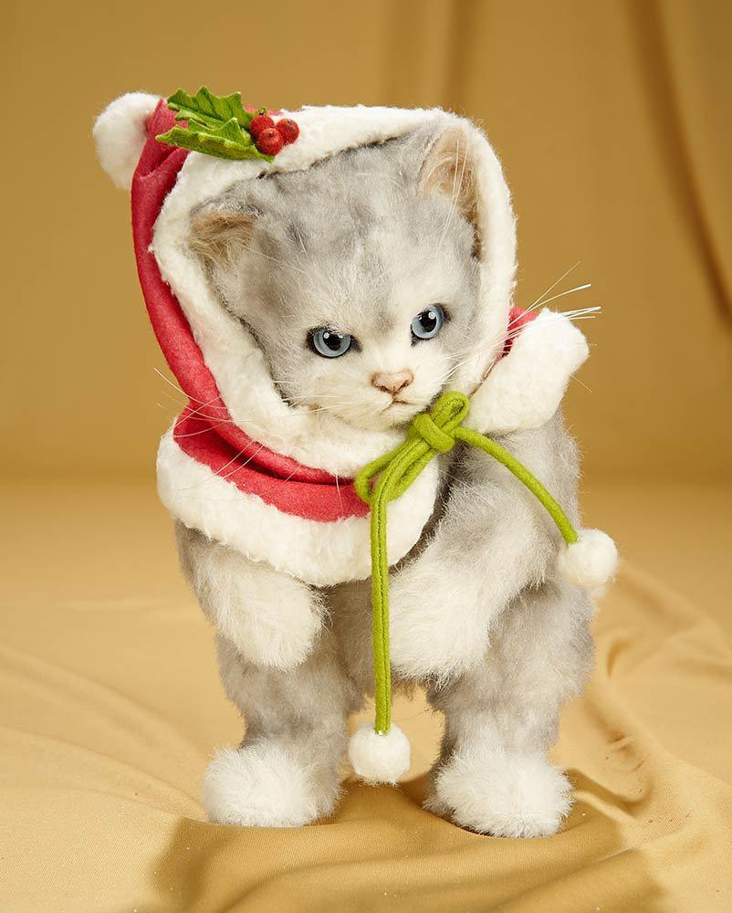 9" American artist felt artist doll "Christmas Kittens-Snowball" by R. John Wright. $300/500
