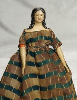 10" German paper mache lady doll known as "milliner's model", original costume. $400/500