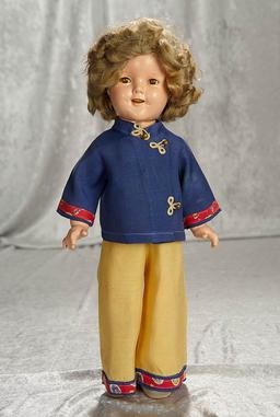 18" American composition Shirley Temple by Ideal in Stowaway costume. $400/600
