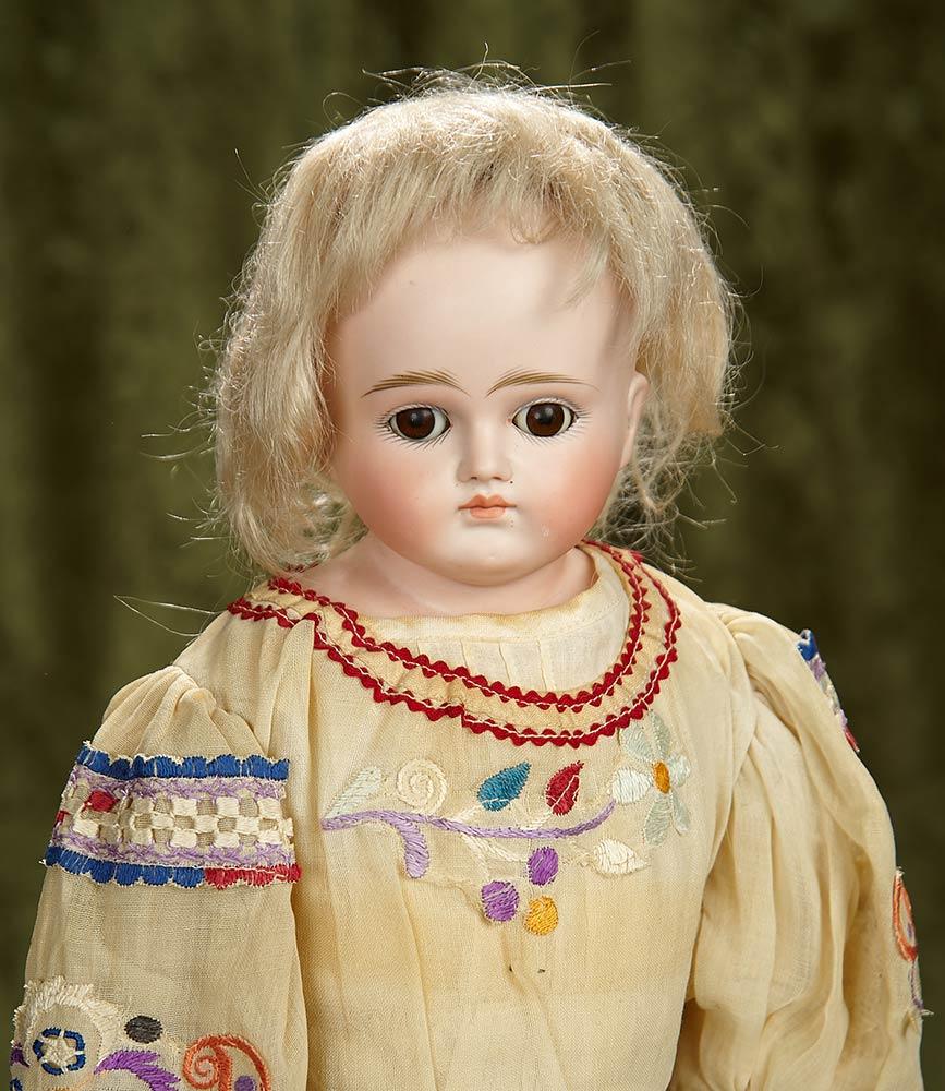 22" German bisque doll by Kestner, closed mouth, fabulous costume. $500/700