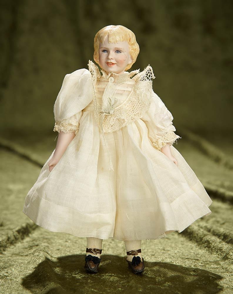 7 1/2" Rare American Bisque Miniature Portrait Doll of ""Lulie"" by Martha Thompson. $400/600