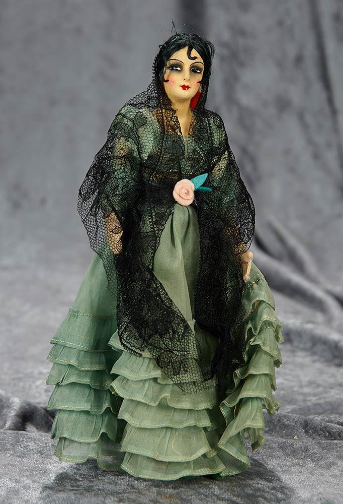 9" 1930s Studio cloth doll depicting Hollywood film star Pola Negri in original costume.$300/500