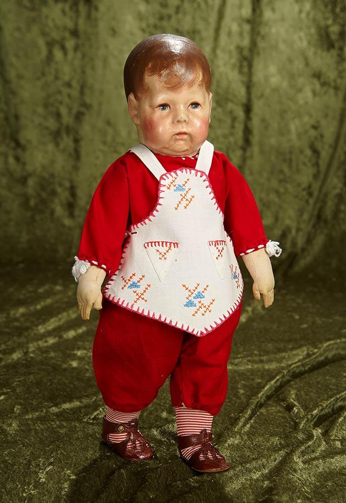 17" German cloth character doll, Type I, by Kathe Kruse, endearing wistful expression. $1100/1400