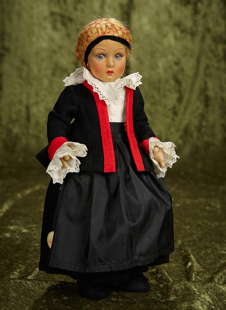 14" Italian felt character girl by Lenci with three original labels. $500/750