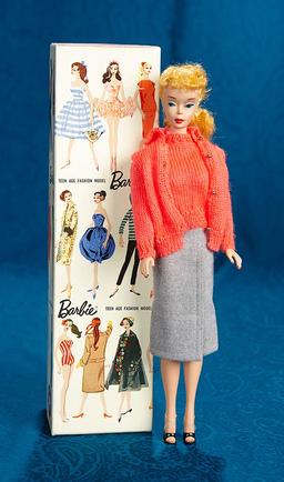 Blonde Ponytail Barbie #4 wearing "Knitting Pretty", 1963. $300/400