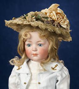 Rare German Bisque Glass-Eyed Character Girl, 206, by Kestner with Wistful Expression 7500/9500