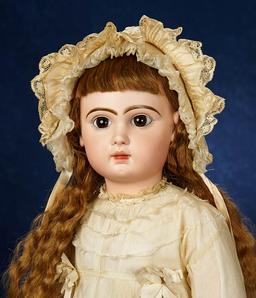 French Bisque Brown-Eyed Bebe, Size 14, by Emile Jumeau 3500/4500