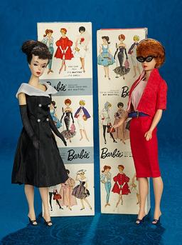 Brunette Barbie #3 with Rare Up-swept Hair, Original "Dressed Doll" Box and Costume 400/600