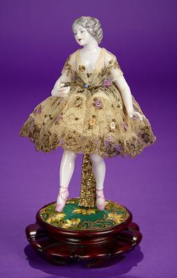 German Porcelain Ballerina with Jointed Arms by Dressel & Kister 500/800