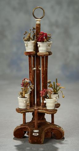 Rare Miniature 19th Century Plant Stand with Carved Bone Jars 500/800