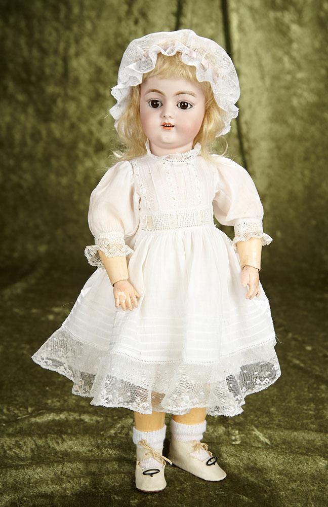 17" Beautiful German bisque child, 1079, by Simon and Halbig in pretty antique costume. $400/500