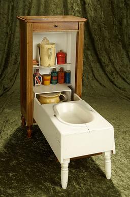 19"h. Rare Salesman's Sample of Convertible Dresser/Baby Bathtub. $600/800