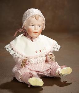 German Bisque Bonnet Baby, Rare Model 7859, by Gebruder Heubach 700/900