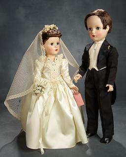 Rare Bridegroom in Well-Detailed Original Formal Wear, in Larger Size, 1951 1200/1600