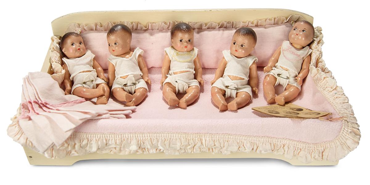 "Dionne Quintuplets" Presented in the Earliest-Model Bed, 1935 600/800