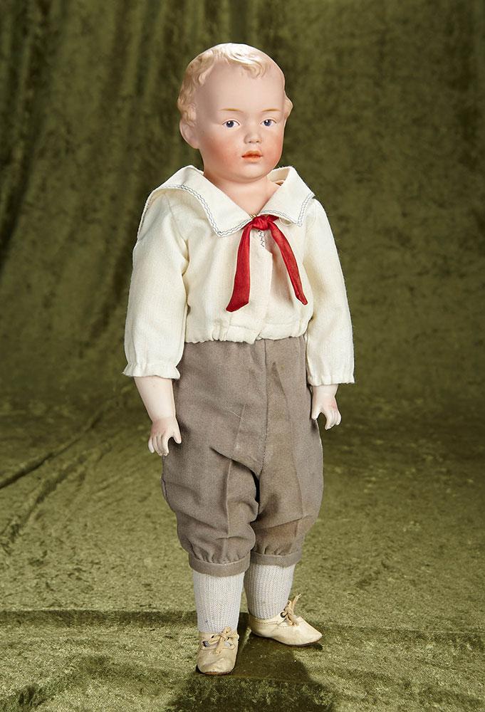 19" German bisque dimple-cheeked boy by Gebruder Heubach. $600/900