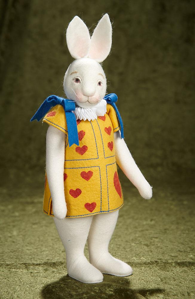 13" Felt "White Rabbit" from Alice in Wonderland by Maggie Iacono. $500/700