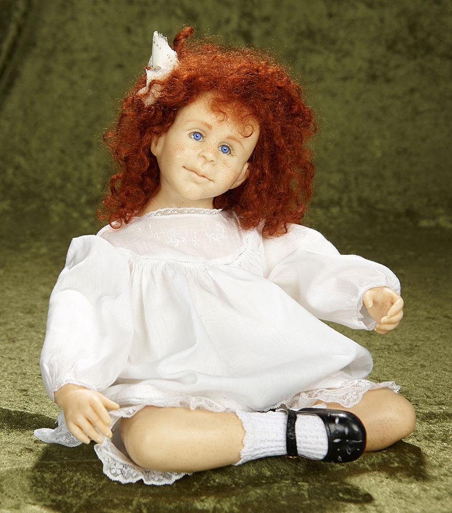 17" Portrait doll of red-haired freckled girl by Jamie Williamson. $600/800