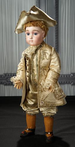 French Bisque Blue-Eyed Bebe Triste in Marquis Costume by Emile Jumeau, Size 9 11,000/15,000