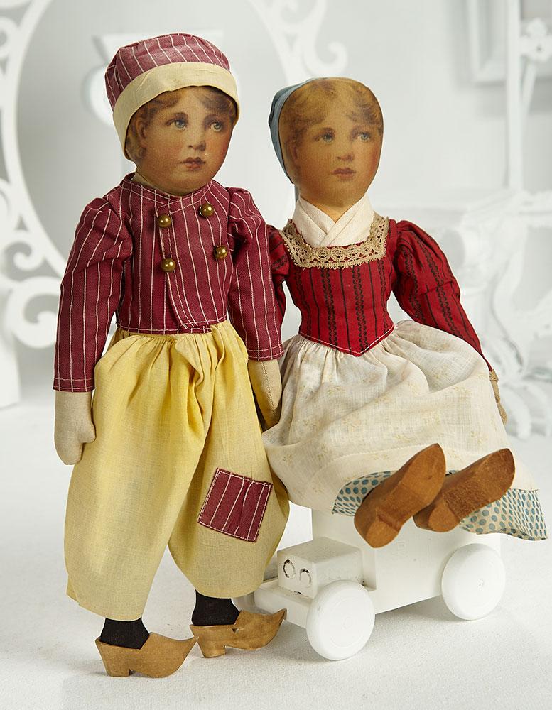 Pair, American Cloth Dolls, Jan and Greta, from Babyland Rag Doll Series 400/500