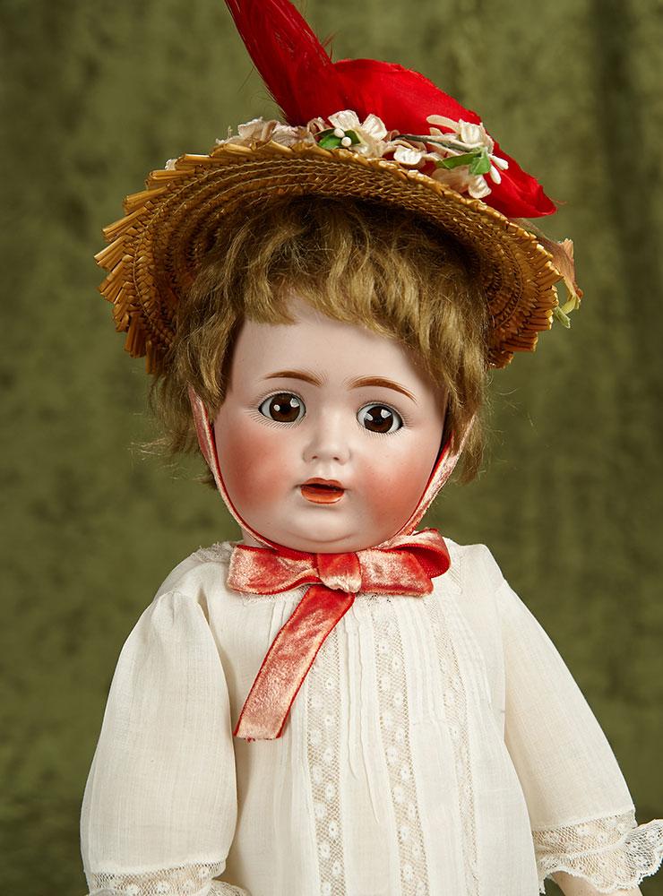 18" German bisque flirty-eyed character, 260, by Kestner with rarer toddler body. $500/700