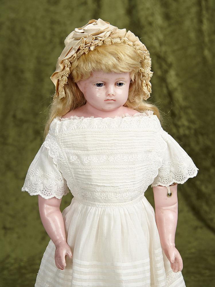 21" Beautiful English poured wax child with very beautiful face,original costume. $1100/1500