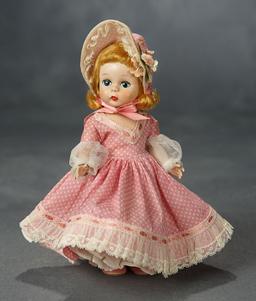Tosca-Haired "Little Madeline" by Alexander in Pink Polka-Dot Gown and Bonnet 500/700