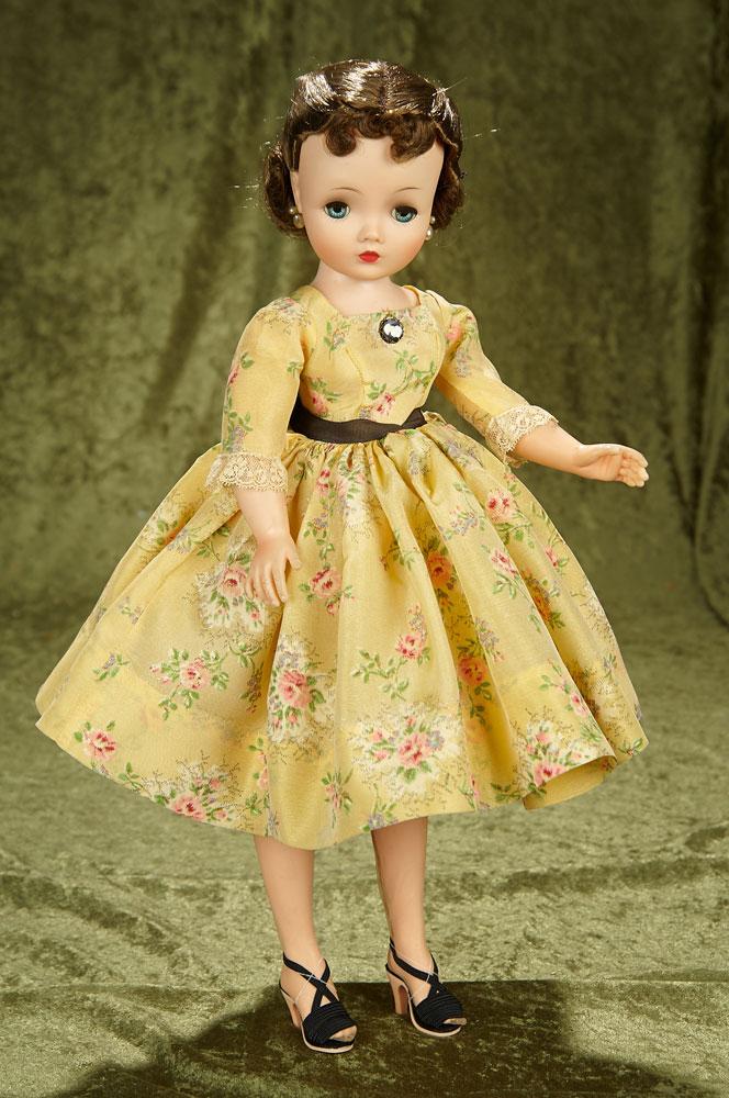 20" Brunette Cissy by Alexander in yellow taffeta dress. $800/1000