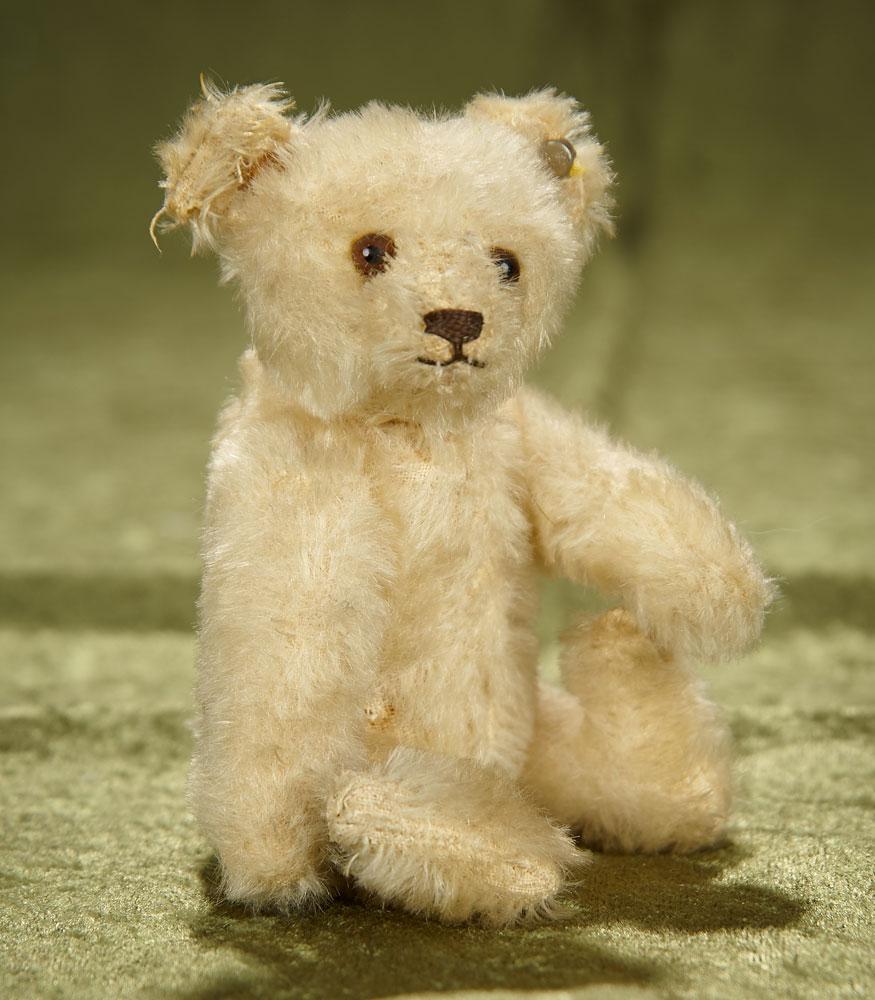 6" German miniature white teddy by Steiff, US Zone. $400/500