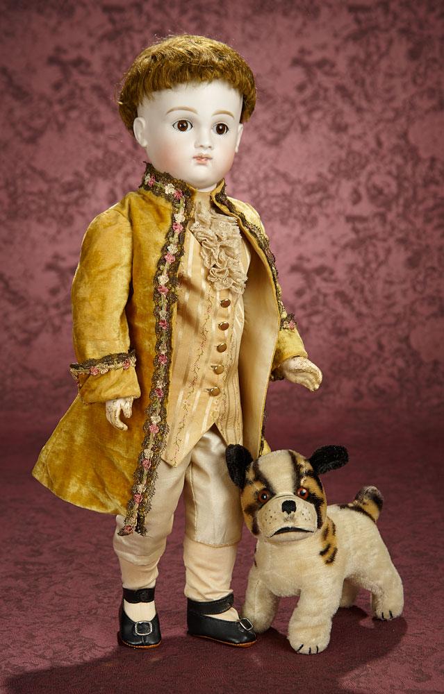 German Bisque Closed Mouth Doll by Kestner as Marquis, with Pup 1200/1600