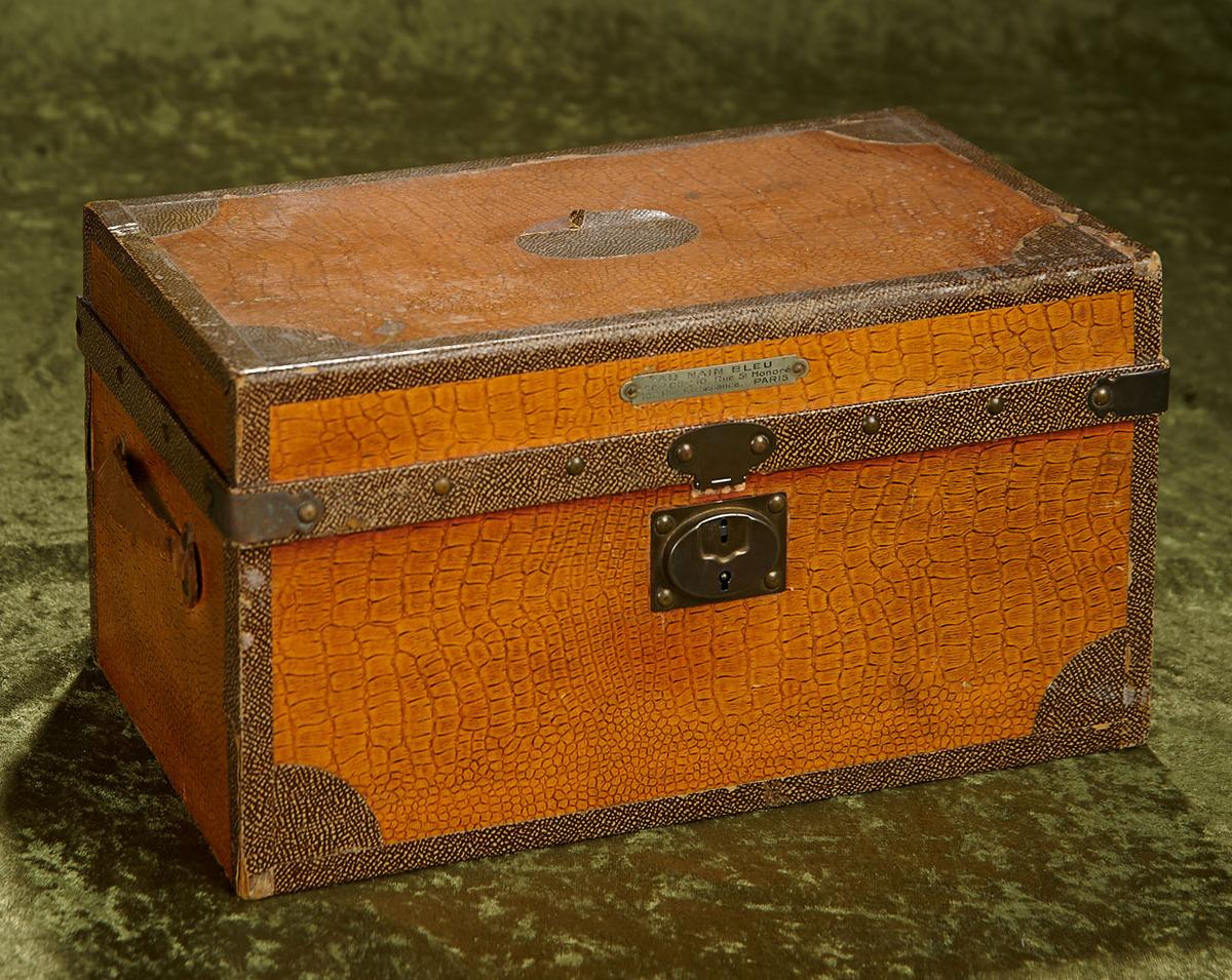 13" French doll's trunk from Au Nain Bleu for Bleuette. $400/500