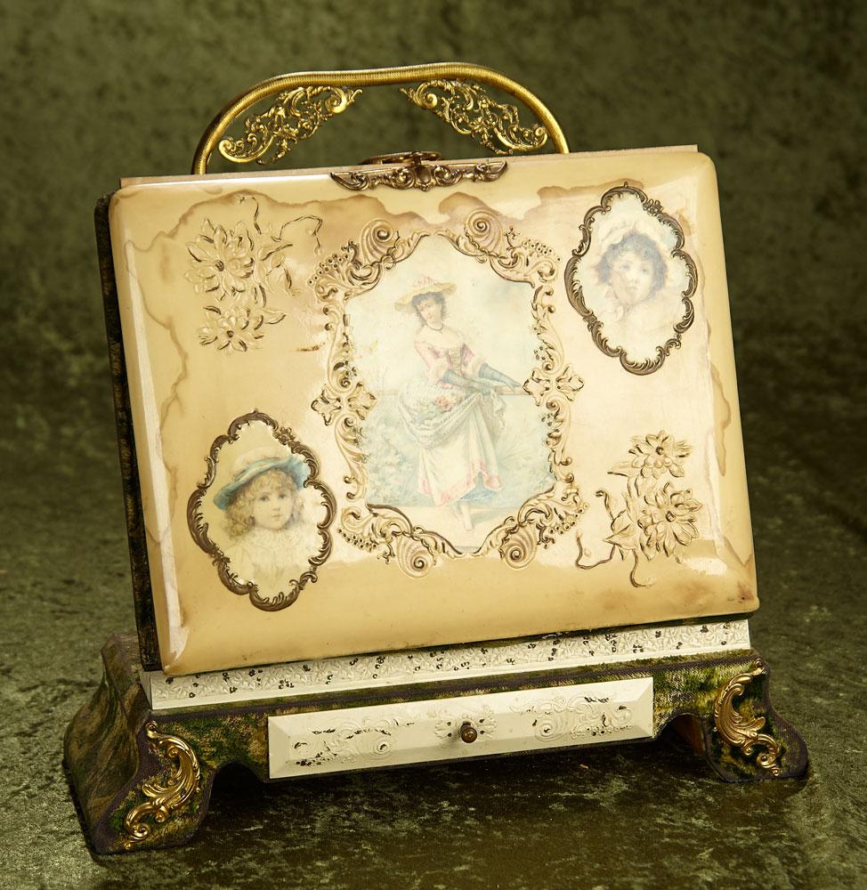 14"  Victorian era celluloid photo album with display holder.