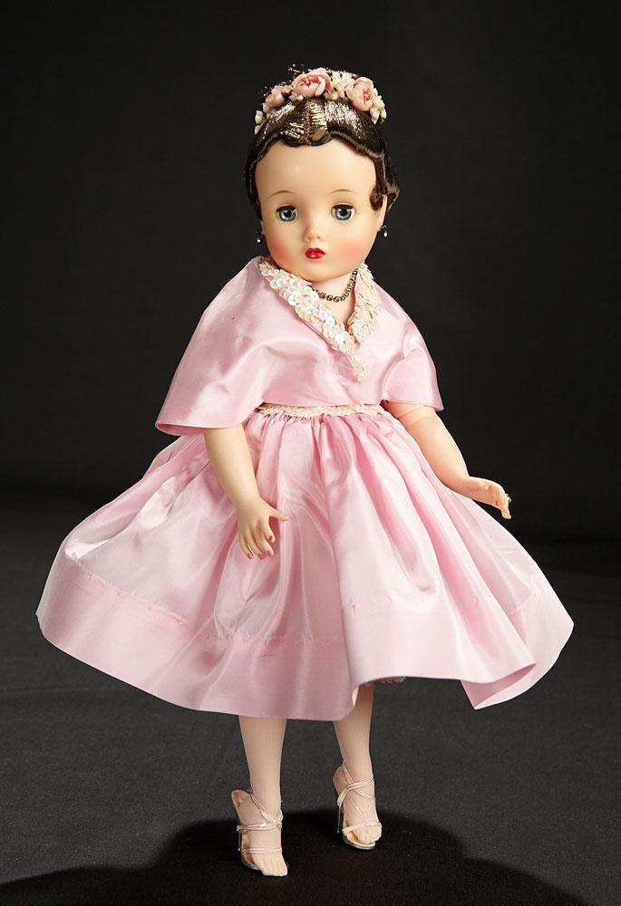 Elise in Pink Taffeta Cocktail Dress for FAO Scwartz, 1960 800/1000