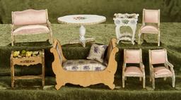 3-6" Group of French dollhouse furniture by Louis Badeuille