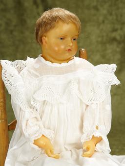 21" English poured wax child doll with wistful expression, in the Montanari manner. $900/1200