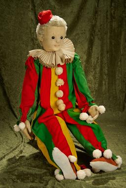 38" Rare Early German felt  Clown by Steiff. $1000/1300