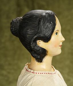 27" Early German paper mache lady doll with rare chignon. $1200/1400
