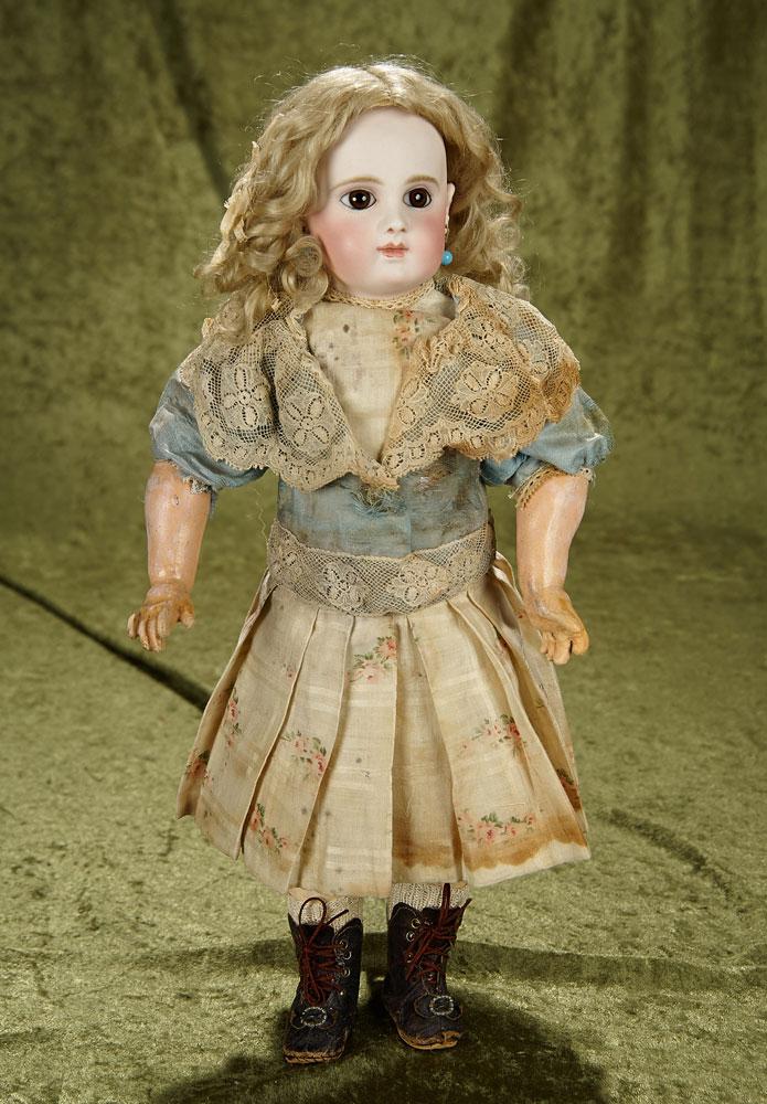 18" French bisque bebe EJ, earliest period, by Jumeau with lovely mohair wig. $3200/3500