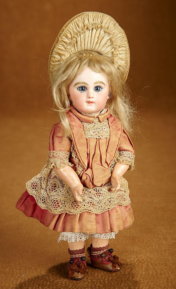 Petite French Bisque Bebe by Emile Jumeau, Size 1, with Signed Gilt Jumeau Shoes 3200/3800