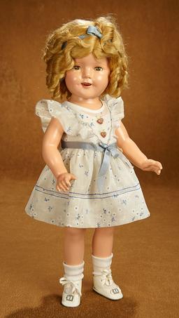 American Composition Shirley Temple Doll by Ideal in Rare "Party Dress" 500/700