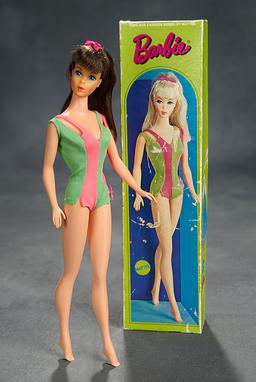 Brunette "New Standard Model" Barbie by Mattel in Original Box, 1967. $200/300
