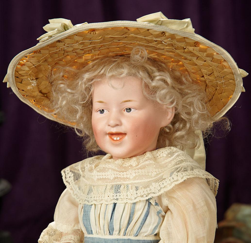 German Bisque Laughing Character, 6971, with Painted Eyes by Gebruder Heubach 900/1100