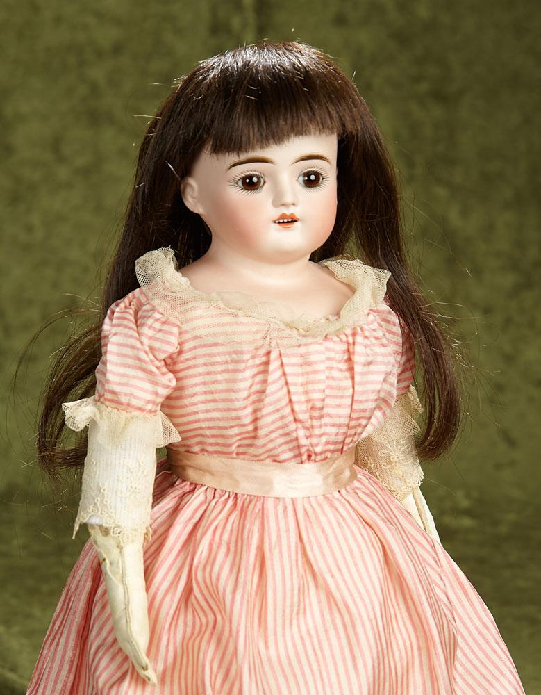 18" German bisque doll by Kestner with lovely antique costume. $400/500