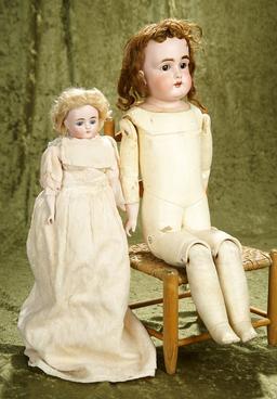 14" & 22" Pair of German bisque shoulderhead dolls by Kestner