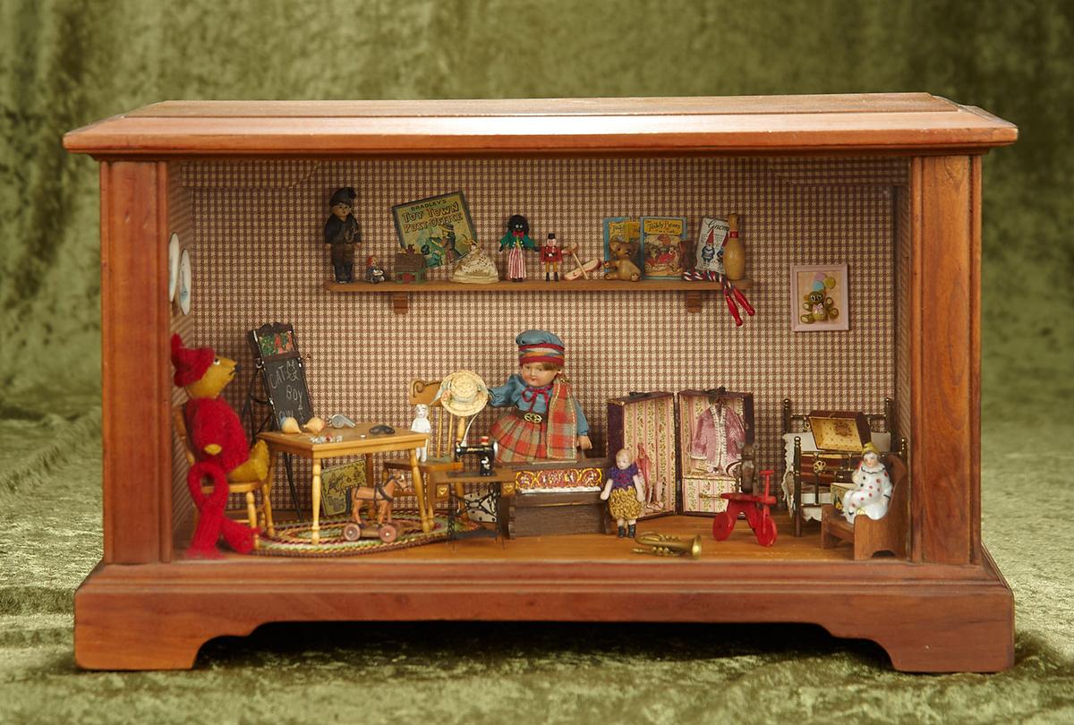 16"l. American artisan miniature room "The Children's Nursery, 1890", mid-1900s. $400/500